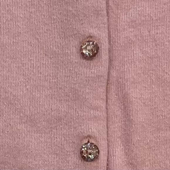 NY & Co Pale/Blush Pink Crew Neck Bling/Jeweled Button Down Cardigan, Size M - Picture 3 of 9
